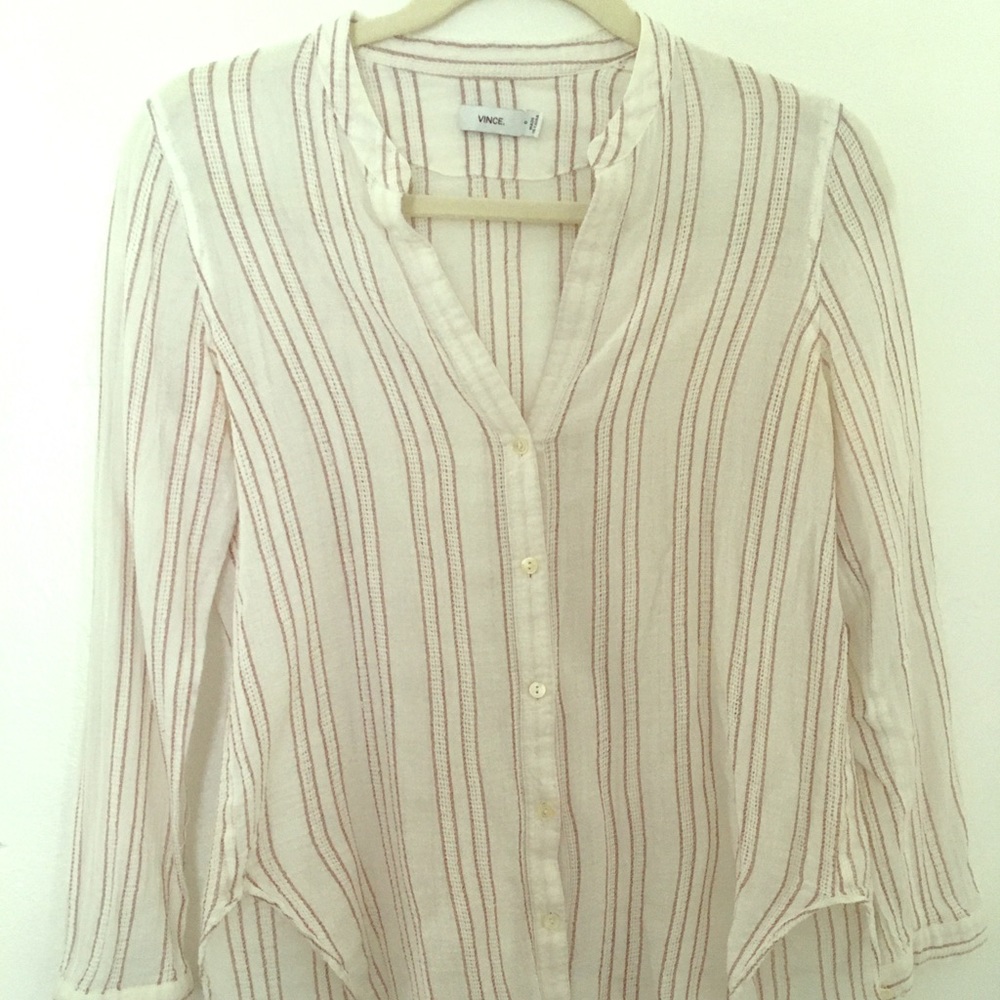 Vince Cotton Blend Button-Down Shirt